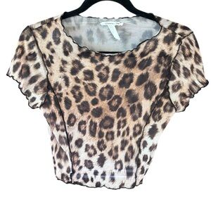 Caution To The Wind Leopard Print Sheer Women's Top